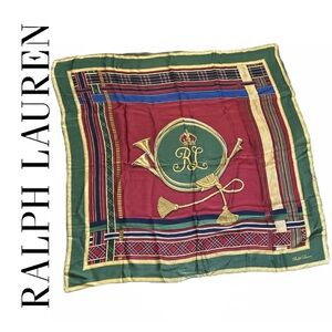 Ralph Lauren VINTAGE Equestrian‎ RL Monogrammed 100 Silk Scarf